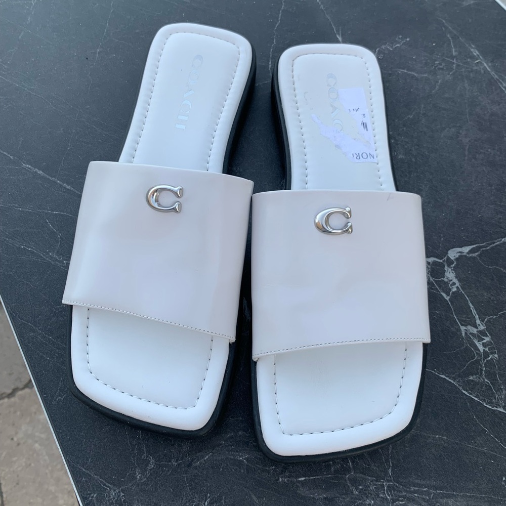 COACH FLORENCE SANDAL LEATHER SLIDES WOMEN'S SIZE 6.5
